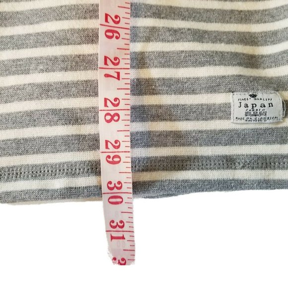 Blue de Genes Striped Sweater Men L/XL Gray White Saitama Japan Sweatshirt - Picture 9 of 10